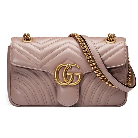 Dusty Pink Leather GG Marmont Matelassé Shoulder Bag